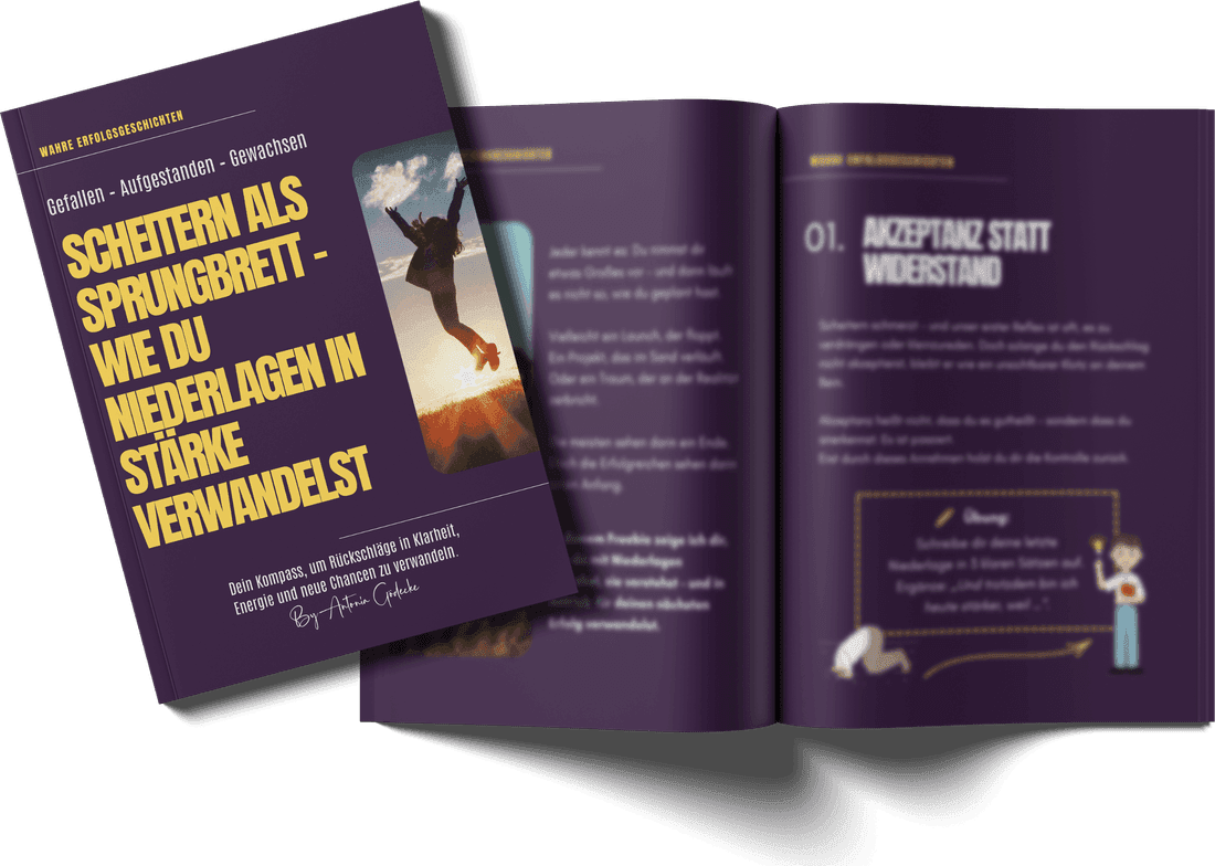 Das aufgeschlagene Workbook „Scheitern als Sprungbrett"